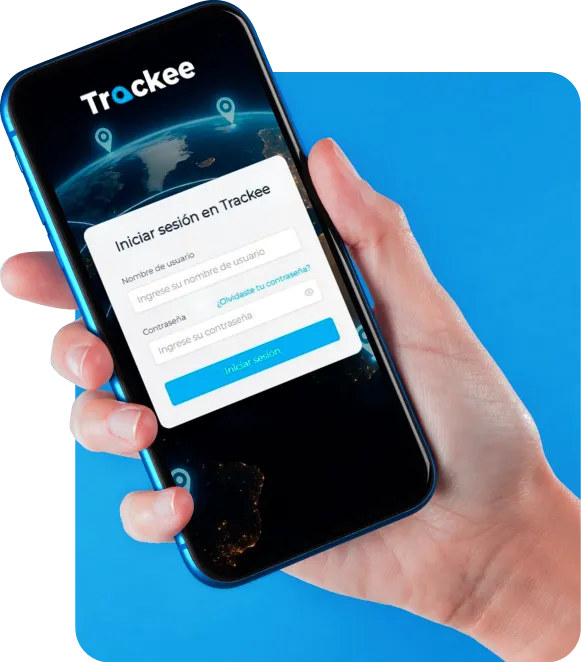 Telefono con el inicio de sesion de trackee en la pantalla